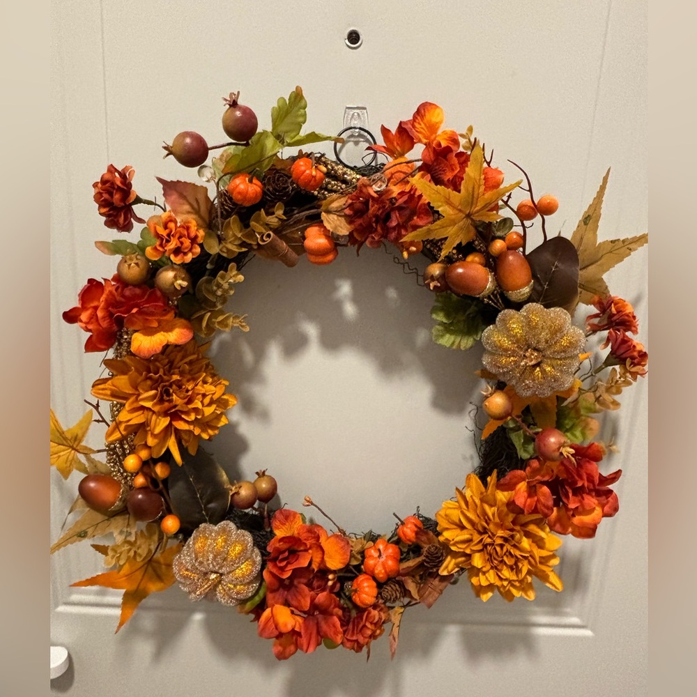 Handmade Golden Pumpkins Harvest Wreath
